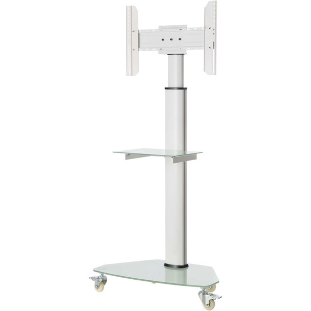 Eaton Tripp Lite Series Premier Rolling TV Cart for 37" to 70" Displays, Frosted Glass Base and Shelf, Locking Casters, White DMCS3770SG75W