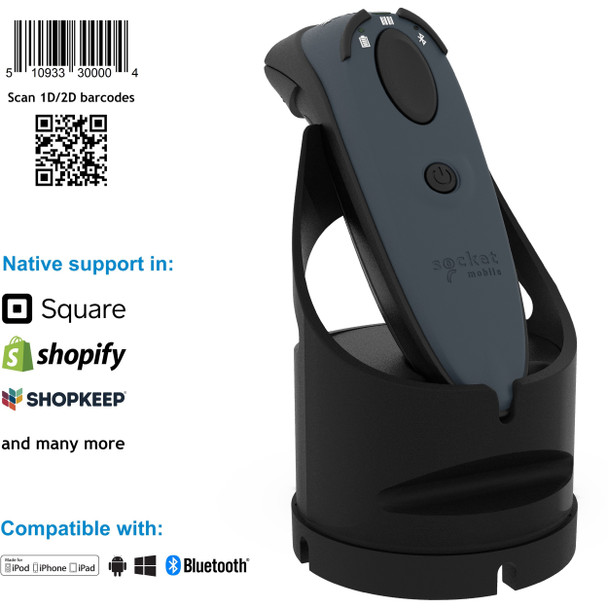 Socket Mobile DuraScan&reg; D740, Universal Barcode Scanner, Gray & Charging Dock CX3472-1940