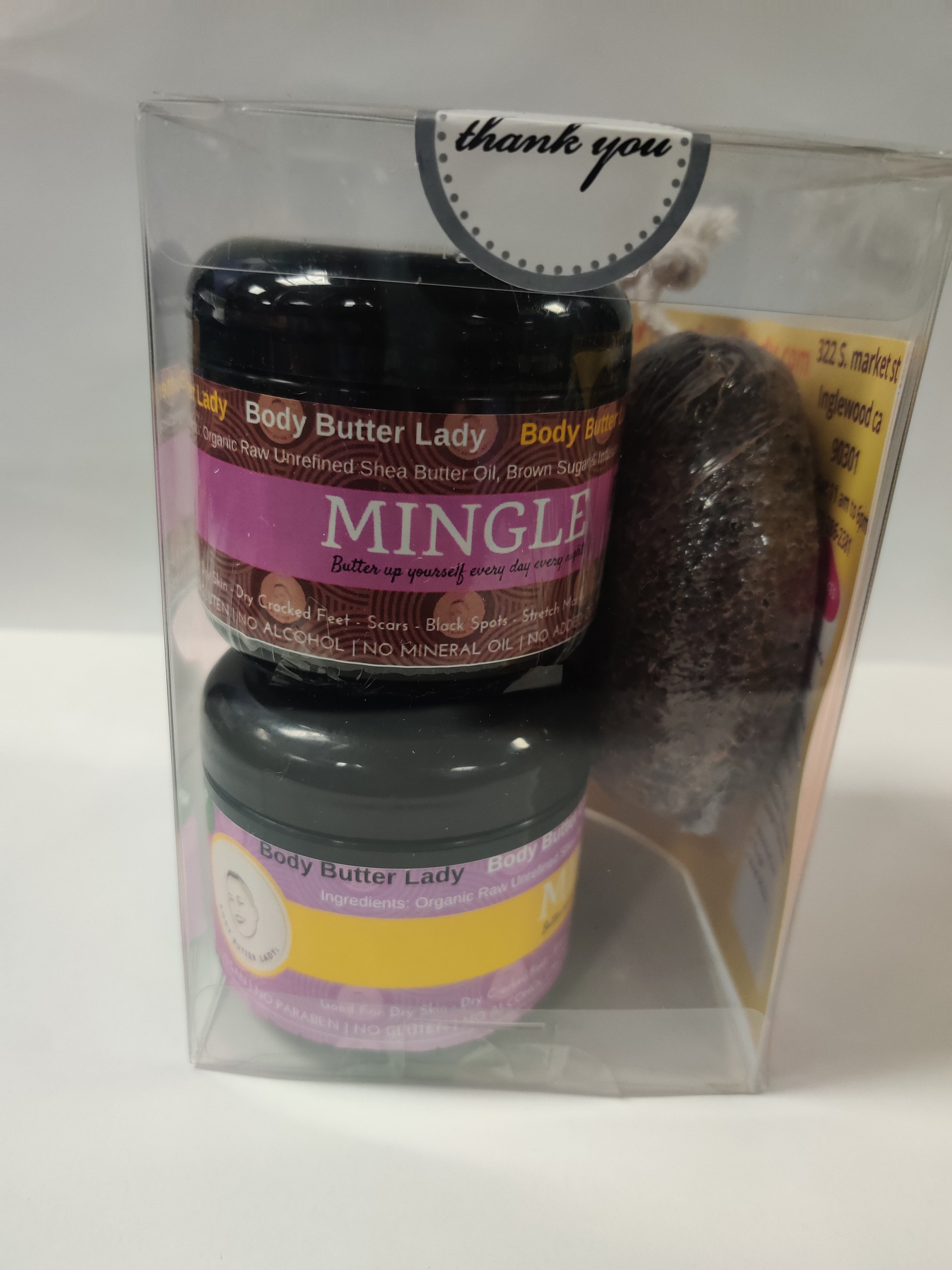 Body Butter Lady! Skin problems? Try our Mingle or plain.