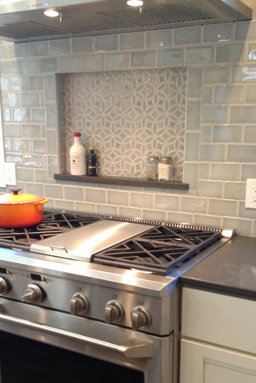 Beautiful Blue Kitchen With Bloom Handmade Tile Julep Tile Company