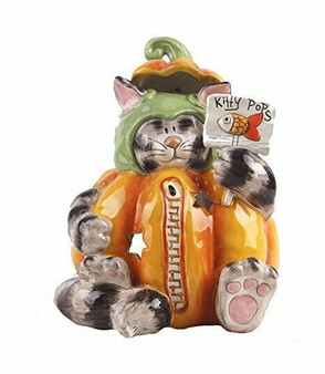 Pumpkin Cat 15524 Ceramic Candle House Blue Sky Clayworks 7.25 x 8.25" H