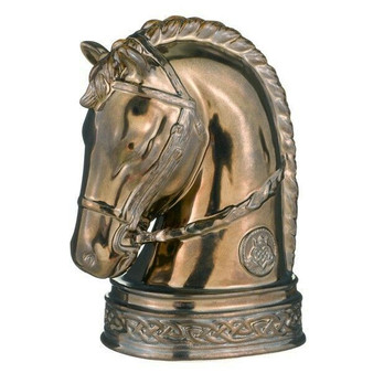 Celtic Horse Head Ceramic Bust Chess Knight Statue 5.9" H Bronze