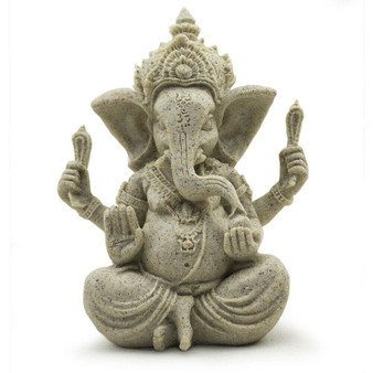Lord Ganesh 41746 Hindu Elephant God Sitting Sandstone 8.25" H