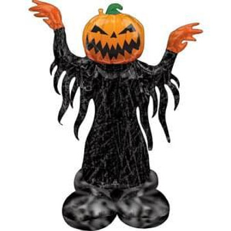 Pumpkin Head Ghost Halloween Airloonz Mylar Foil 53"H Standing Balloon Sculpture