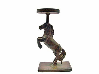 MWW Rearing Horse IMWSHH Pillar Candle Holder Sculpture Cast Iron 7.25" H