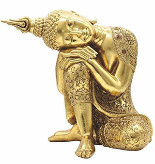 Resting Buddha 88320 Serene Thai Statue 10" H Resin Gold