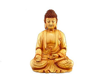 Everspring Import Company Buddha Meditating Double Lotus Faux Wood Statue 7.25"