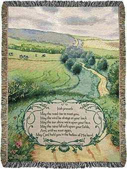 Irish Proverb on Path 50 x 60 Jacquard Tapestry Throw Blanket USA