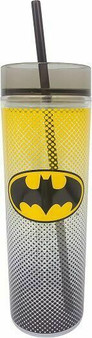 Batman Logo 22101 Tall Tumbler Cold Beverage Cup w/ Straw 16 oz Acrylic