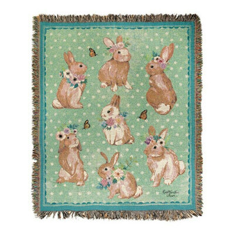 Spring Blessings ATSPRI Bunny Rabbit 50 x 60 Jacquard Tapestry Throw Blanket