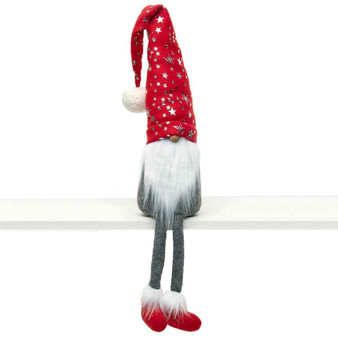 Gnome in Shiny Star Floppy Hat White Beard Long Legs Fur Boots 20.5" L