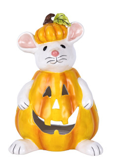 Mouse 18375 Pumpkin Costume Ceramic Tealight Candle Holder Blue Sky