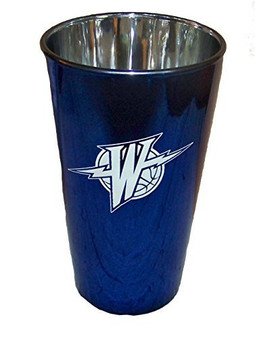 NBA Golden State Warriors Retro Logo Lusterware Glass Beer Pint 16 oz Metallic Blue