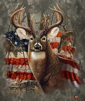 Americana Deer Patriotic Buck Silk Touch Throw Plush Blanket 50x60 American Flag