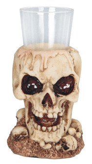 Skeleton Skull 44099 Single Shot Glass Resin Halloween 5" W