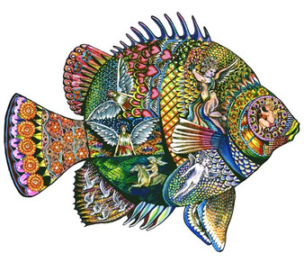 Angel Fish Shaped 323 Pieces Wooden Jigsaw Puzzle 19.2 x 15.7"