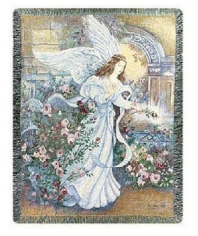Angel of Love Lena Liu 50 x 60 Rose Garden Jacquard Tapestry Throw Blanket USA