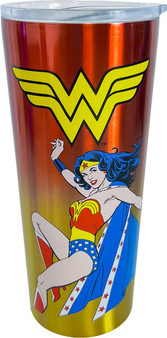 Wonder Woman 18763 Stainless Steel Tumbler Travel Lidded Cup 22 oz 6" H Red