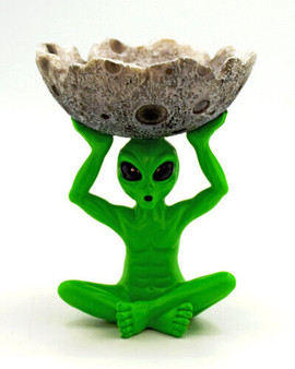 Alien Holding Moon 3181 Catchall Bowl Ashtray Cone Incense Burner 5" H