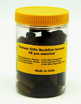 Backflow Incense Cones 48 Pc Assorted Jar Nag Champa Vanilla Sandalwood