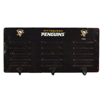 Pittsburgh Penguins 3 Hook Metal Locker Coat Rack 17.75" L