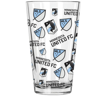 Minnesota United MNUFC MLS 2865 All Over Graphic Logo 16 oz Pint Beer Glass