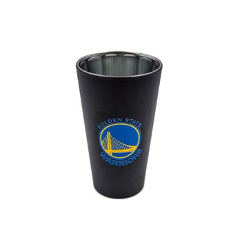 Golden State Warriors NBA Black Matte Chrome Glass Beer Pint 16 oz