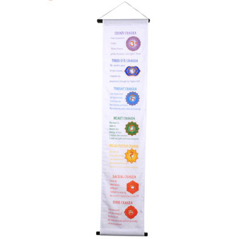 7 CHAKRA BANNER  12" X 57" WHITE