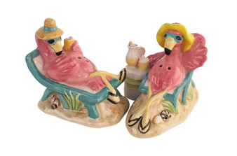 Pink Flamingo 21289 Lounge Chair Salt and Pepper Shaker Set Blue Sky