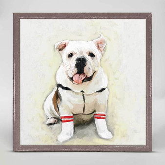 Luther Bulldog Best Friend Mini Canvas Wall Art Walters 6X6 Rustic Natural Frame USA