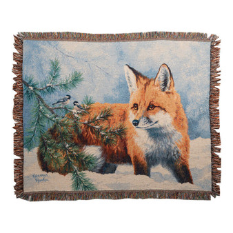 Snow Day ATSND Fox Jacquard Tapestry Throw Blanket 50 X 60 USA