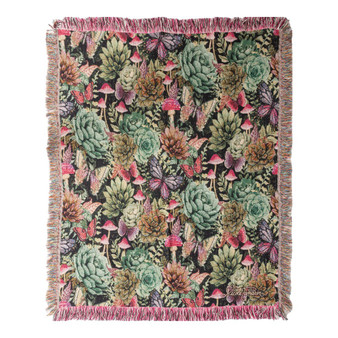 Dark Succulents ATDSUC Mushrooms Jacquard Tapestry Throw Blanket 50 X 60 USA