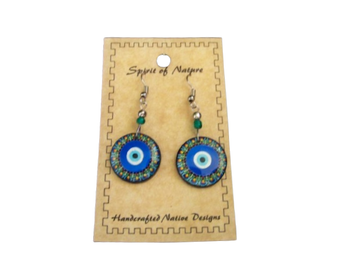 Evil Eye Shaped Protection Earrings Acrylic 1.5" H