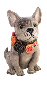 Bandito 21057 Frenchie French Bulldog Fall Rose Bow Blue Sky Ceramic Figurine