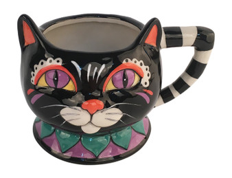 Black Cat 22343 3D Sculpted Figural Ceramic 16 oz Coffee Mug Tea Cup Blue Sky