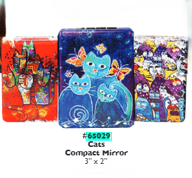 Cats 65029 All Over Pattern Rectangle Compact Mirror ASSORTED COLORS