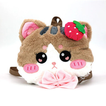 Strawberry Kitty Cat CH84708 3D Plush Mini Backpack  Purse 13.5" L