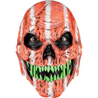 Neon Skull Fangs 25642 Orange Strap Mask Costume Cosplay Latex Adult One Size