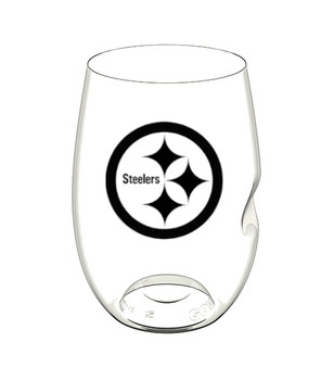 Pittsburgh Steelers NFL On the Go Curved Stemless Wine Glass Shatterproof Acrylic 16 oz