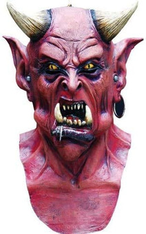 Uzzath 26083 Horned Red Devil Piercing Full Head Cosplay Costume Latex Mask Adult One Size