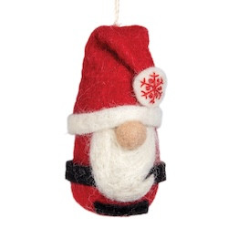Gnome Santa 471354 Wild Woolies Felted Sheep Wool Ornament 5.5" L