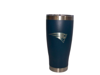 New England Patriots NFL 20 oz Etched Logo Stainless Steel Hot Cold Tumbler Blue