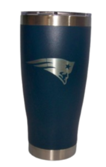 New England Patriots NFL 20 oz Etched Logo Stainless Steel Hot Cold Tumbler Blue