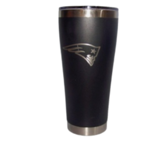 New England Patriots NFL 30 oz Etched Logo Stainless Steel Hot Cold Tumbler Black