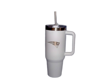 New England Patriots NFL 40 oz Etched Logo Stainless Steel Hot Cold Handle Tumber White