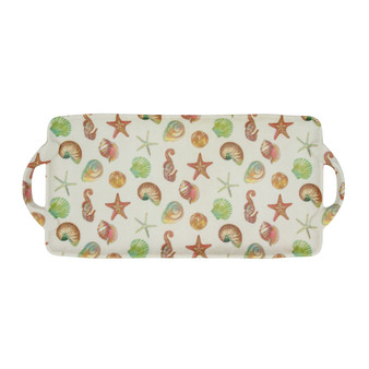 Watercolor Sealife 25309 Coastal Tray Starfish Sand Dollar Seahorse Melamine 16 x 7"