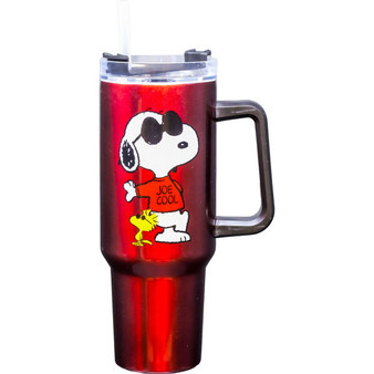 Snoopy Joe Cool Woodstock 19160 Peanuts Stainless Steel Hot Cold Travel Tumbler 40 oz Red