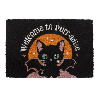 Winged Cat 21426 Welcome to Purr-adise 15.75 x 23" Coir Door Mat Rug
