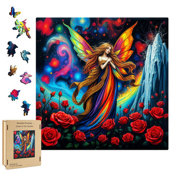 Fairy 3509 Dawn in Her Garden Shaped 200 Pieces Wooden Jigsaw Puzzle  11.2 x 11.2"
