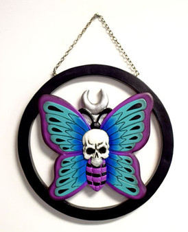 Death Moth 3380 Skull Butterfly  Wall Hanging 8" D Cold Cast Resin